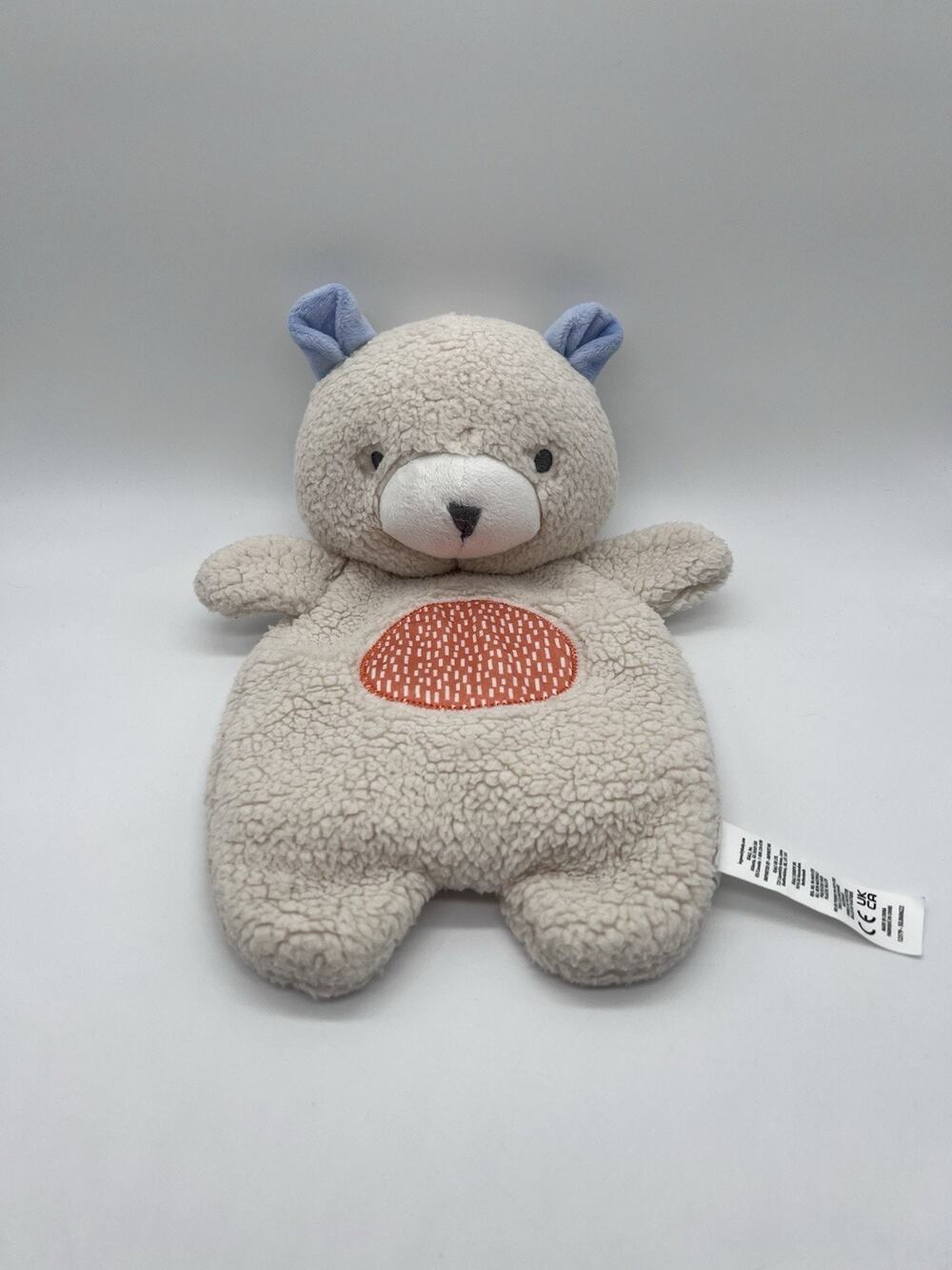 Ingenuity Plush Nate Bear Lovey Security Blanket Cream Orange Blue 13”